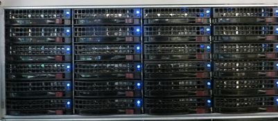 Supermicro storage array model CSE-847 s/n c8470fd30n10097 with 36 x 4Tb hard drives (total storage