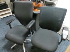 Two swivel & tilt elbow chairs charcoal cloth