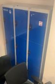 Three 3 section personal lockers c/w keys 1800mm (H) 380mm (D) 380mm (W)