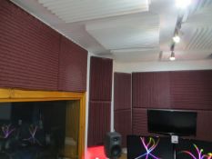 The acoustic panels in the voice over room audio suite