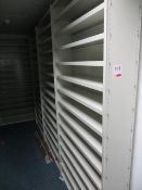 Five steel fourteen shelved tape storage cabinets 1000mm (W) x 2200mm (H) x 260mm (D)