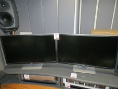 Two Dell 28" colour monitors