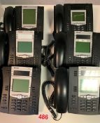 Three Astra 55i IP telephone handsets, two Astra 6755i IP telephone handsets & one Three Astra 57i