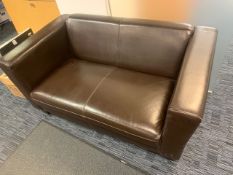 Two Seater brown leatherette sofa