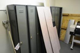 Eleven steel frame lockers (2 x 4 and 3 x 1)