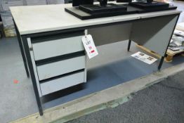 Two grey steel frame, 3 drawer desks