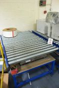 Roller weigh conveyor with weigh scale and digital readout, approx. length 1500mm