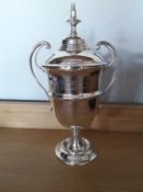 Hallmarked silver Veterans trophy, presented by G Noble Esq, 520g