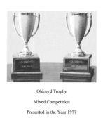 2 x Oldroyd Trophies (1977) 'Mixed Competition'. (Please note: image shown is for illustration