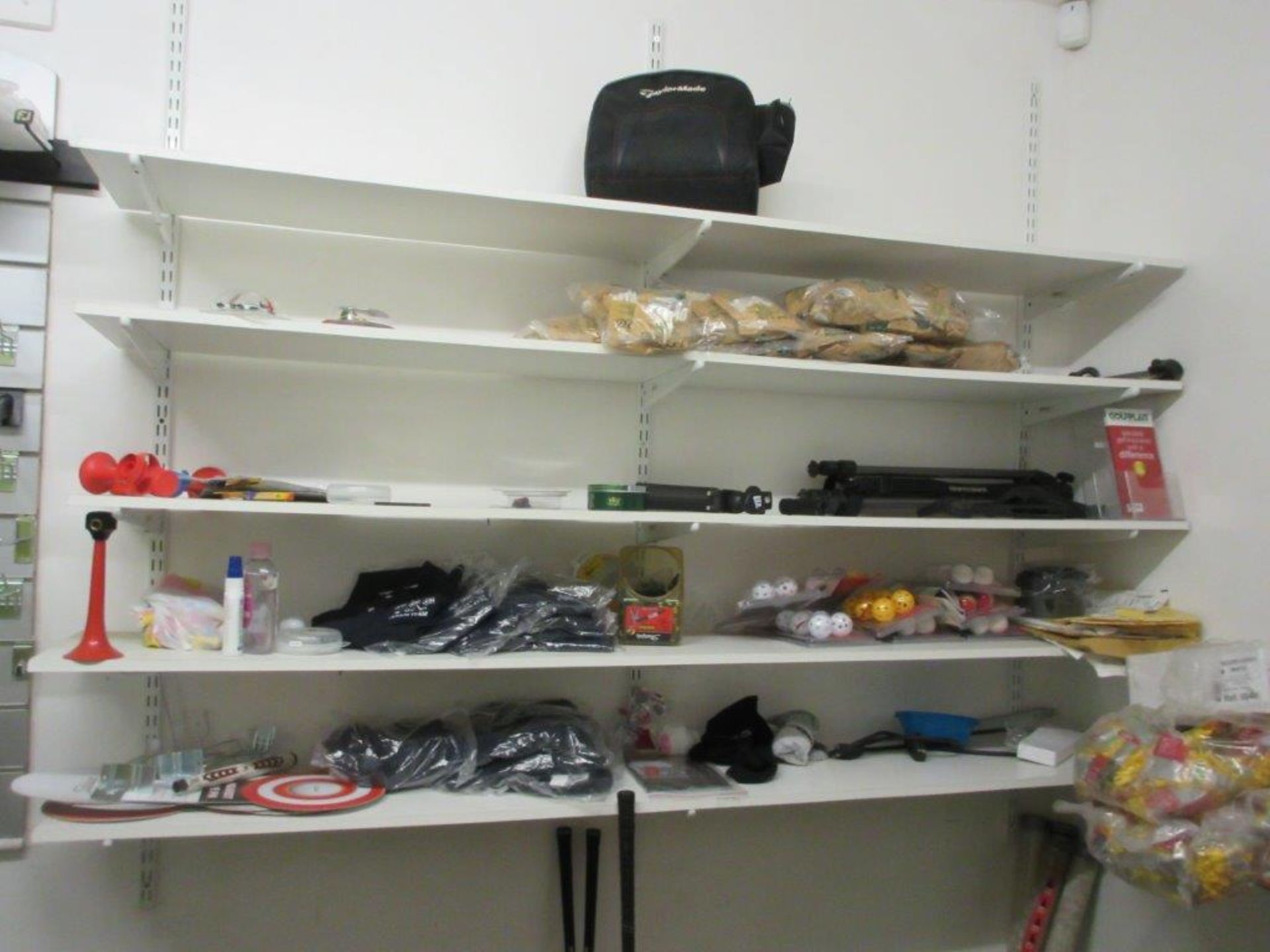 The remaining contents of Pro Shop to include pigeon hole storage unit, 2 easy chairs, side table, - Image 5 of 6