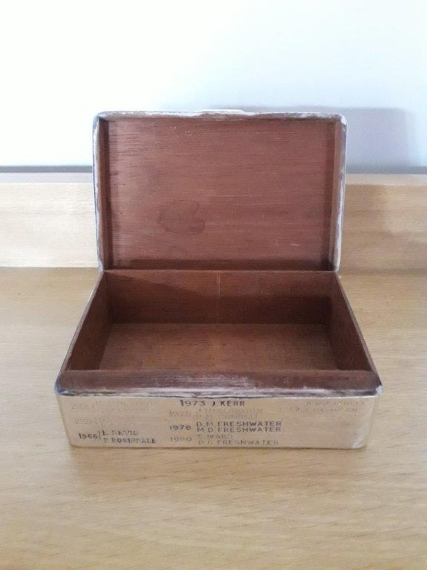 Hallmarked silver South Leeds Golf Club 'Highfield' 4-ball trophies cigarette box, presented by C - Image 2 of 2