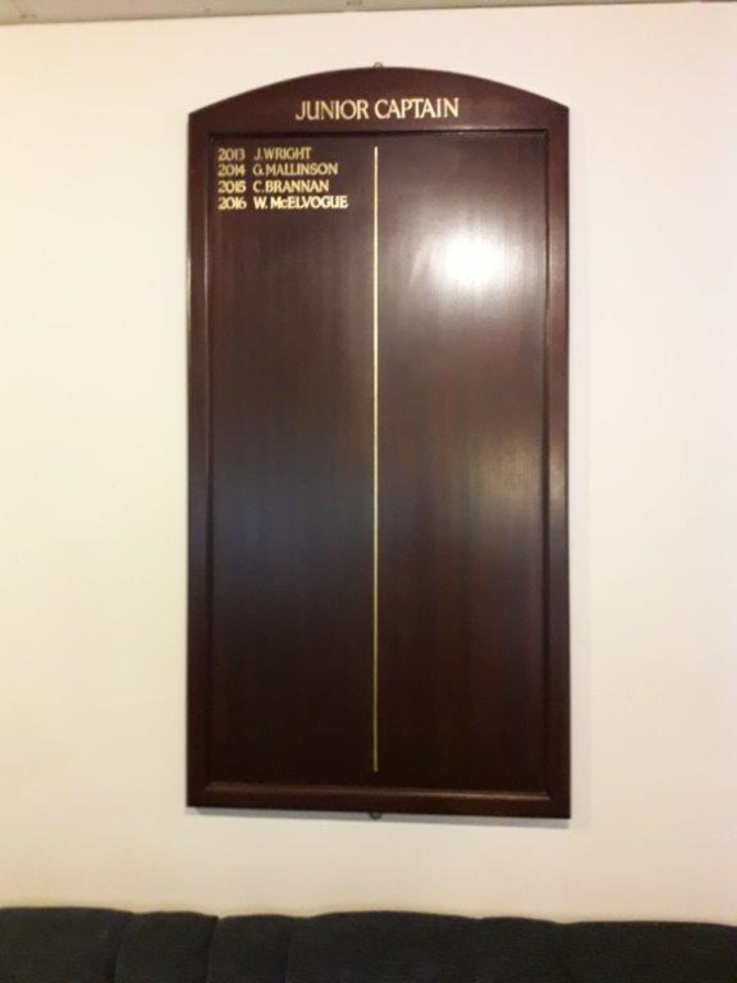 Junior Captain's (2013 - 2016) honours board