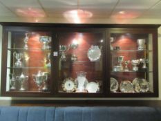 Wall mounted glazed 3-door illuminated trophy cabinet (excluding contents)