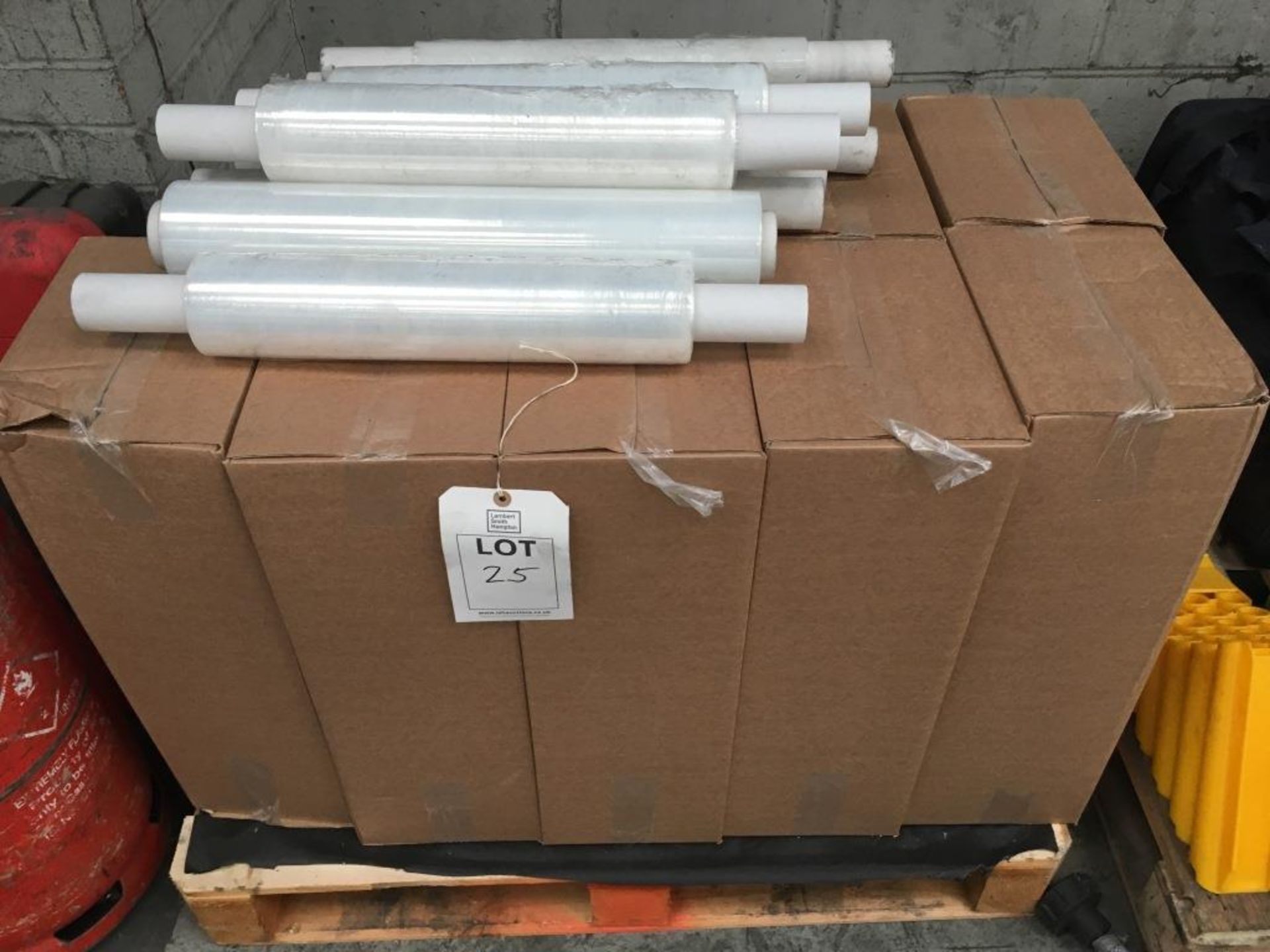 A pallet of shrink wrap