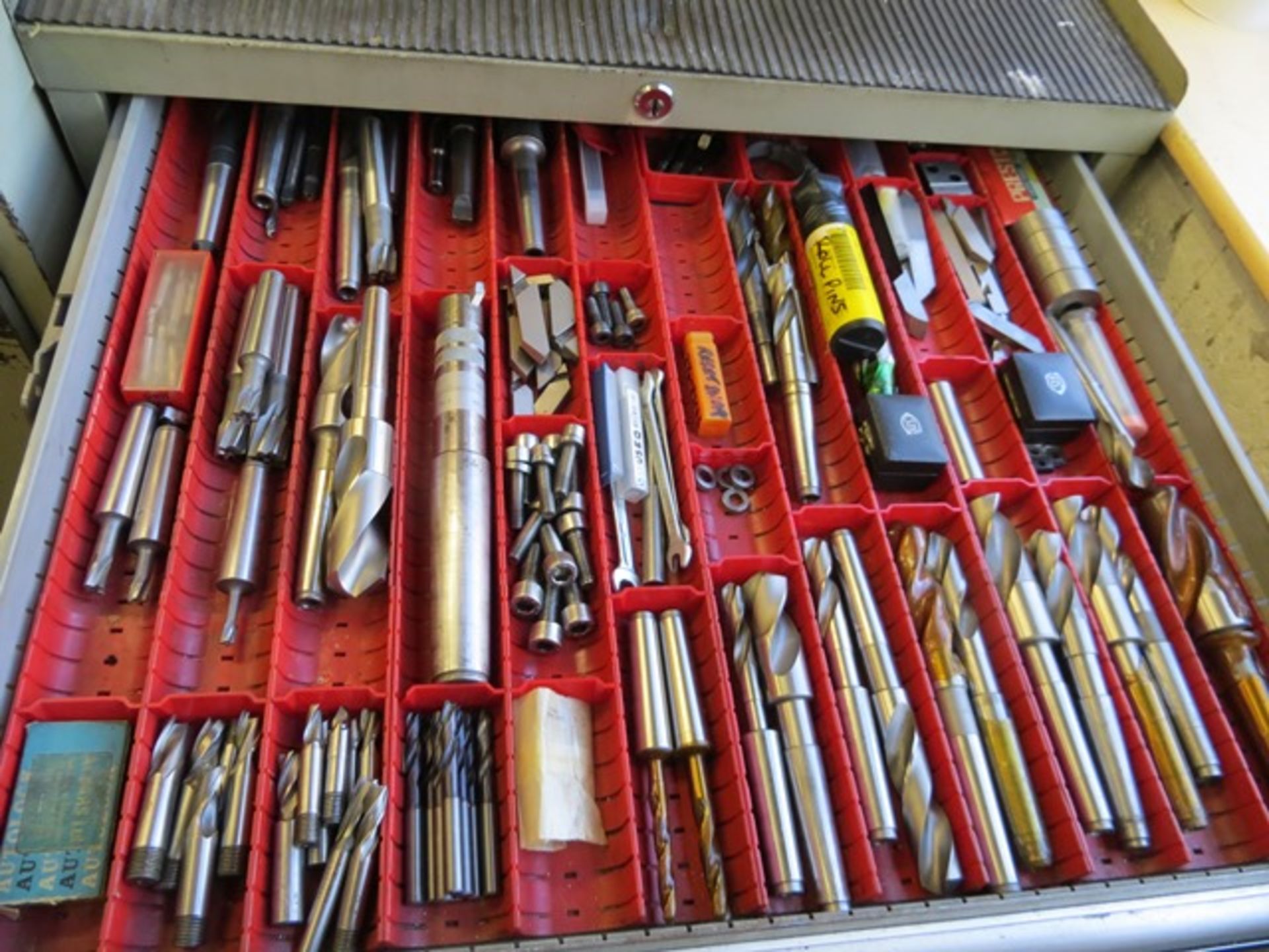 Six drawer tool chest c/w large quantity of tooling, cutters, & clamping accessories as lotted - Image 2 of 6
