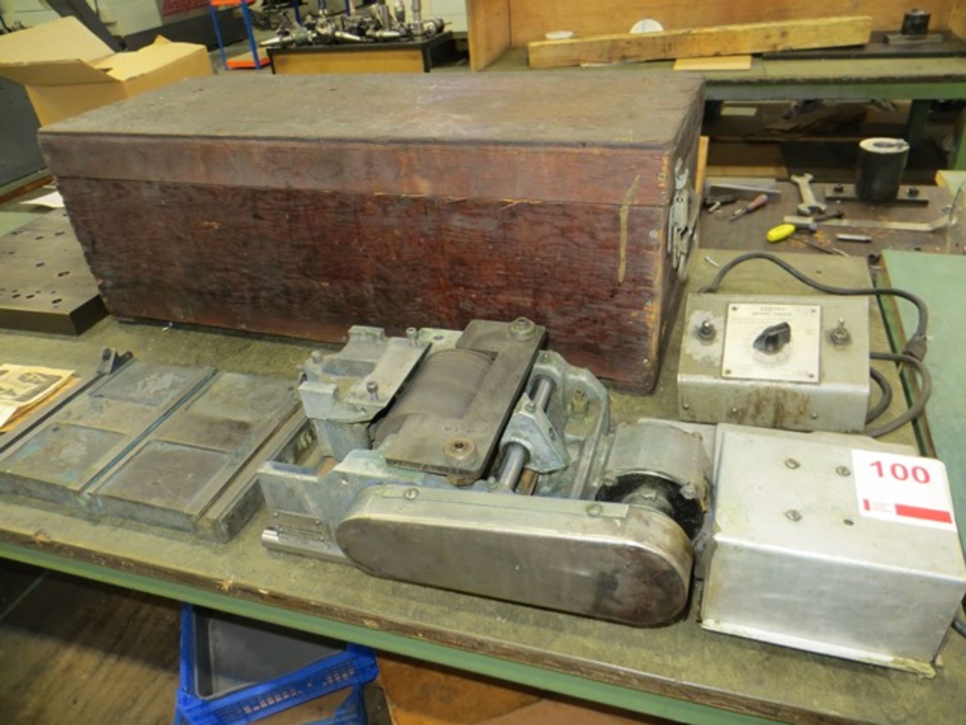 Unison model C grinding machine c/w power supply & wooden box