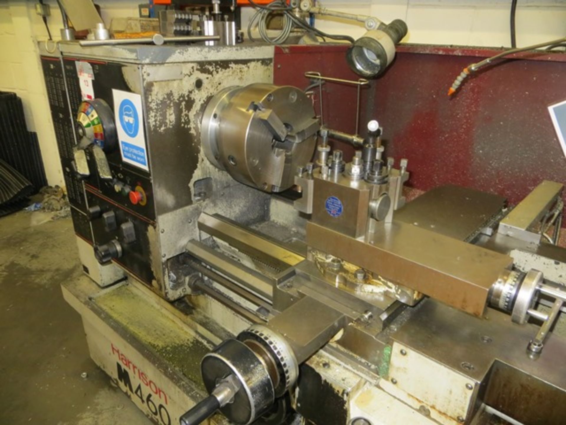 Harrison M460 GH gap bed centre lathe Year: 1995 Serial no. 4M0012 c/w two shelving units - Image 3 of 10