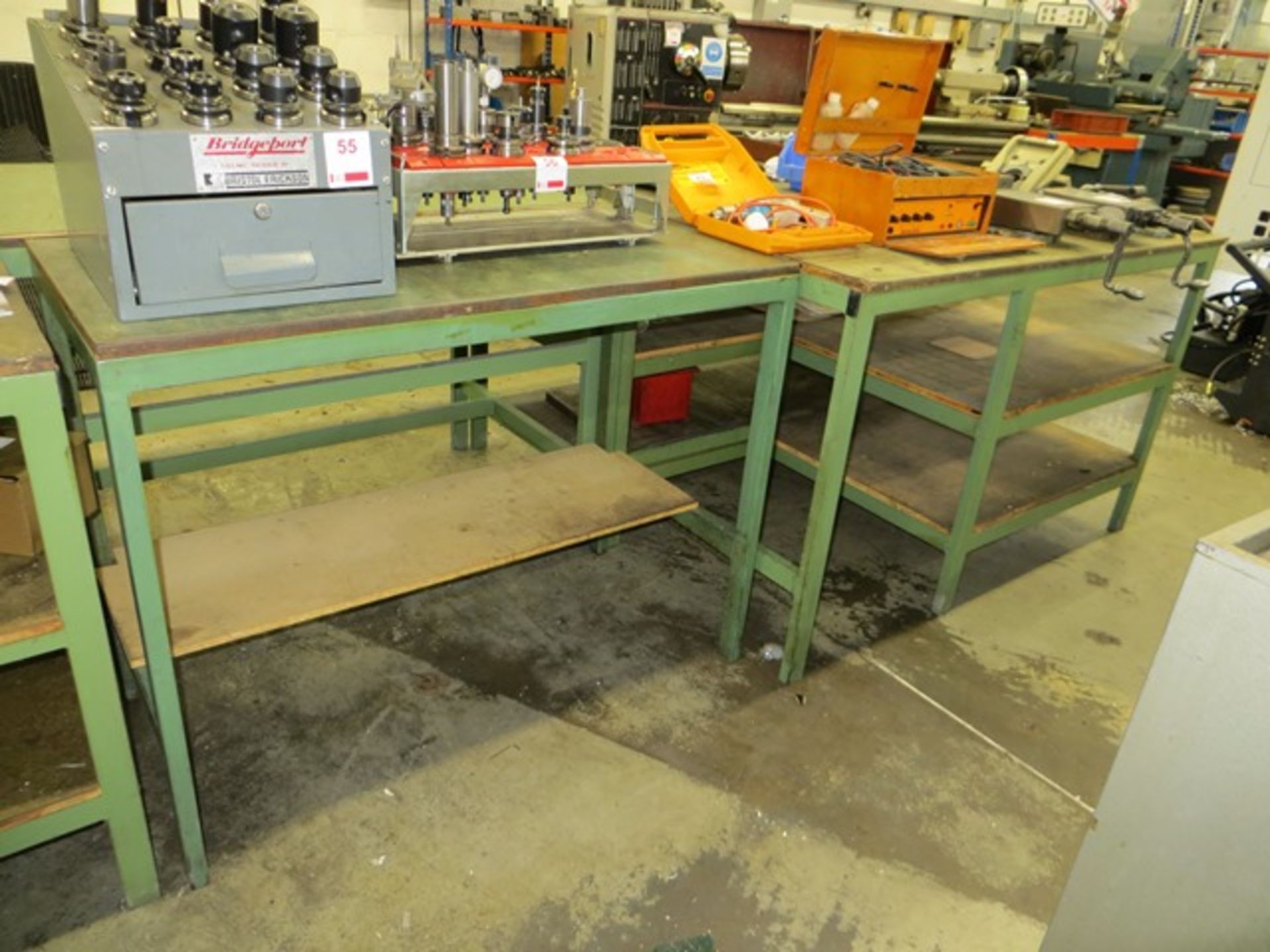 Twelve various steel framed workbenches as lotted (excluding contents) *not to be collected until - Image 2 of 4