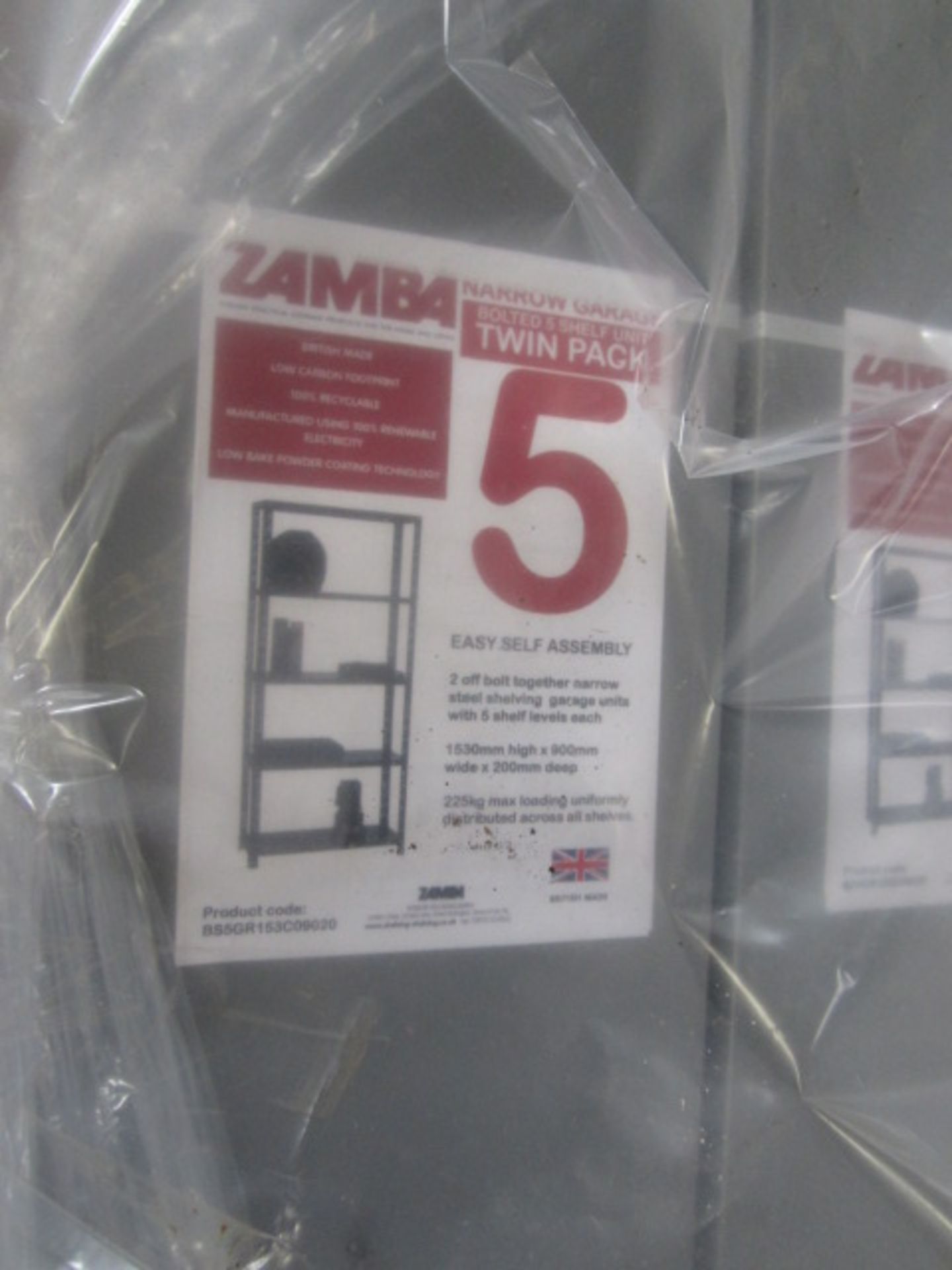 Two pallets of Zamba 5 shelf twin pack narrow garage racking, 1530 x 900 x 200mm. (Please note: this - Image 3 of 5