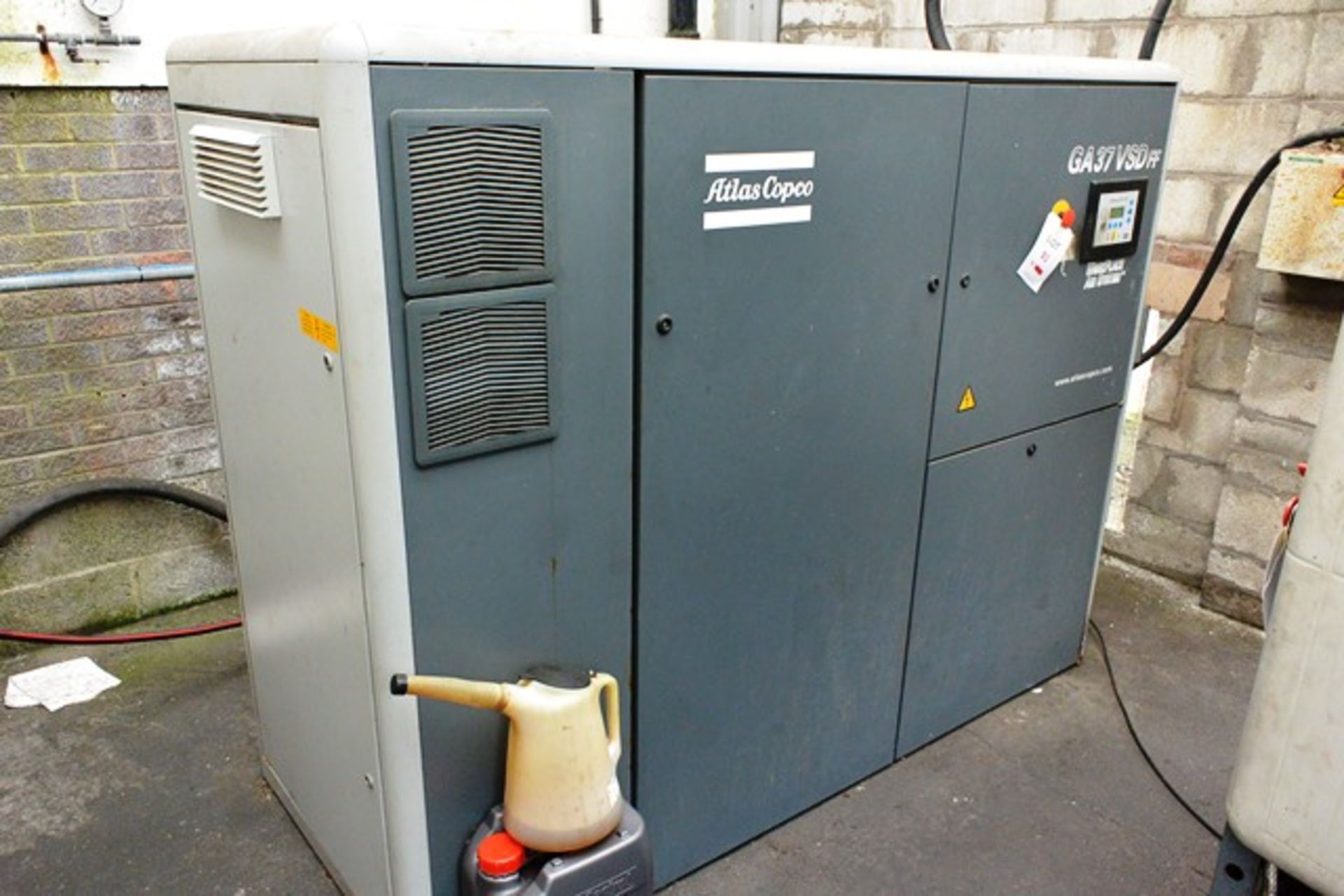 Atlas Copco GA37VSD FF packaged air compressor, serial no: AII35718, max pressure 13 bar (2003) (