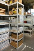 Three bays of adjustable boltless stores racking (5 & 6 shelf), approx 2.1 x 1.5m and 2.4 x 1.2m (