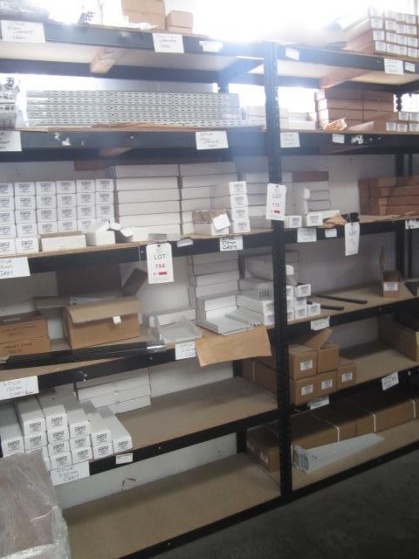 Two bays of adjustable boltless stores racking (6 shelf), approx 2.2 x 1.5m (excludes all contents).