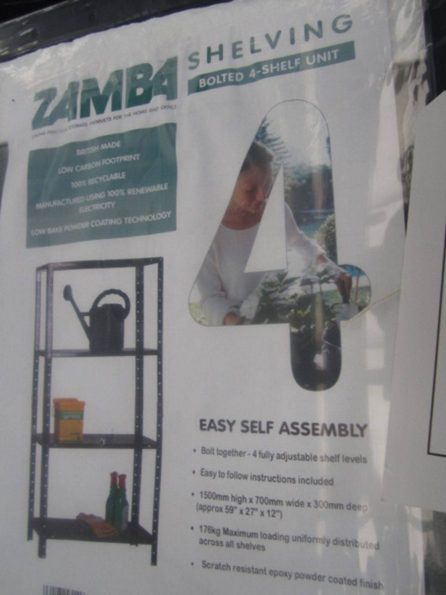 8 x packs Zamba bolted 4 shelf unit, width: 700mm x depth: 300mm x height: 1500mm - Image 2 of 2