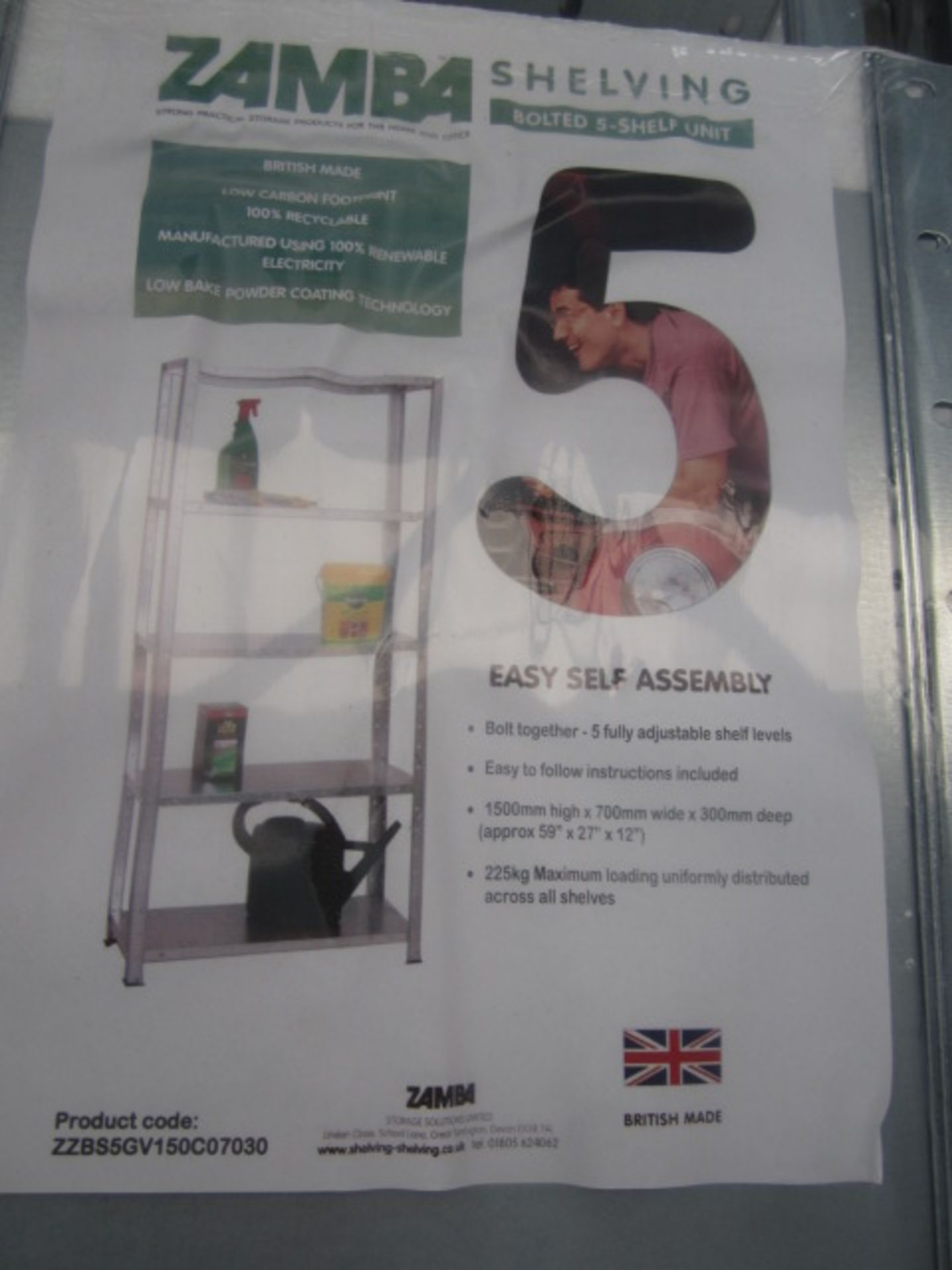 8 x packs Zamba bolted 5 shelf unit, width: 700mm x depth: 300mm x height 1500mm - Image 2 of 2