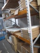 Contents of racking to include Spur Steel-Lok off white shelves, sizes 270mm, 320mm, 220mm, 120mm,