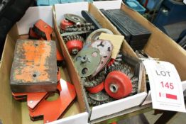 Three boxes of various magnets, Powerflex micrometers, wire rotary grinders, etc.