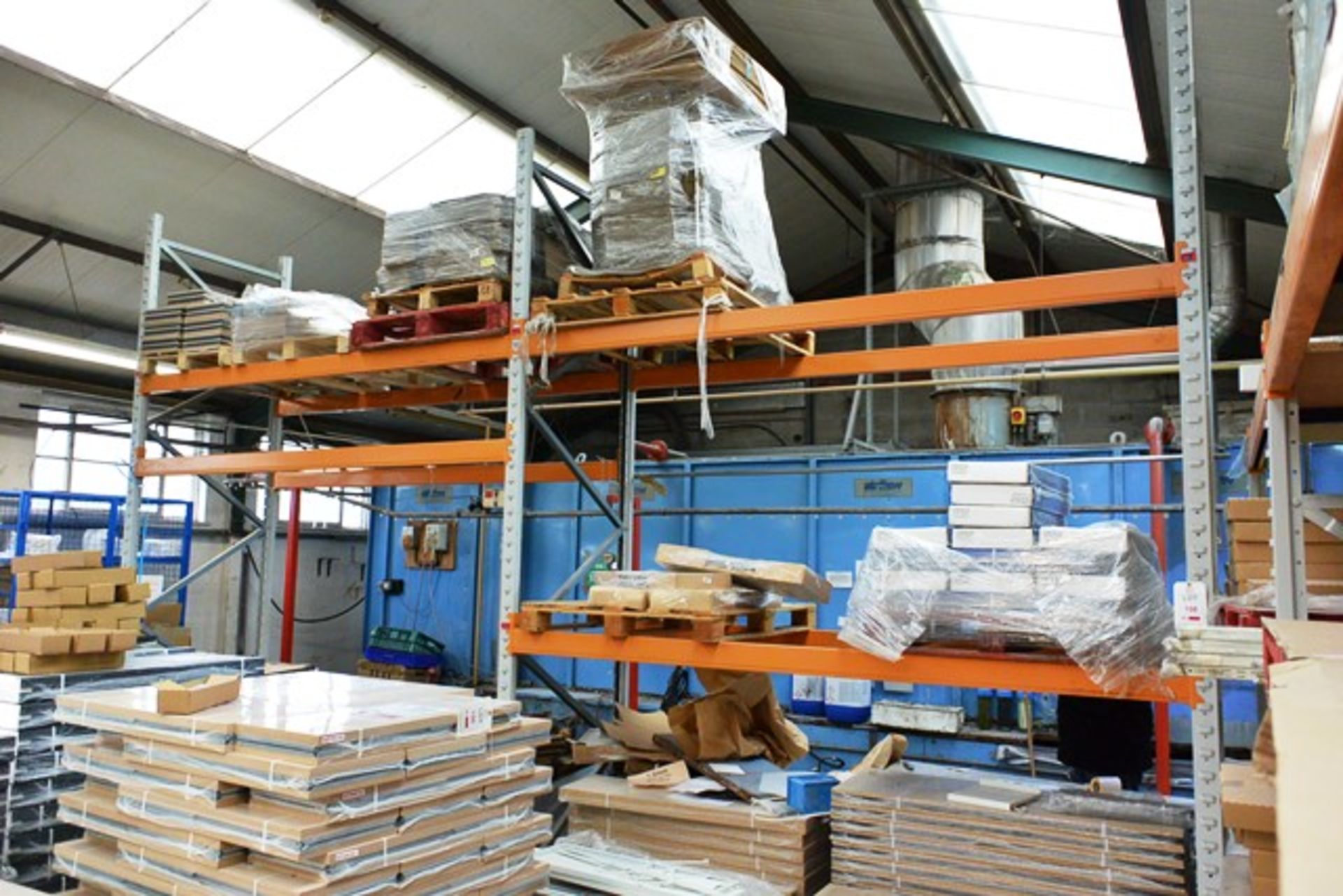 Two bays of adjustable boltless pallet racking, approx height 3.5m, approx 2.8m width per pay (