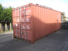 Steel export type storage container, plywood sheet floor, grey, 20ft (not to be removed until the