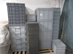 Contents of two pallets including various plastic boxes and assorted lids