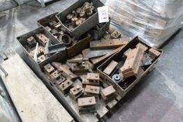 Pallet of assorted steel clamps, jigs, etc. (please note this lot can only be removed between Monday