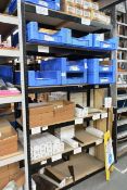 Three bays of adjustable boltless stores racking (6 shelf), approx 2.2 x 1.5m (excludes all