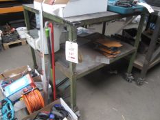 Two various steel frame mobile tables (excludes contents)