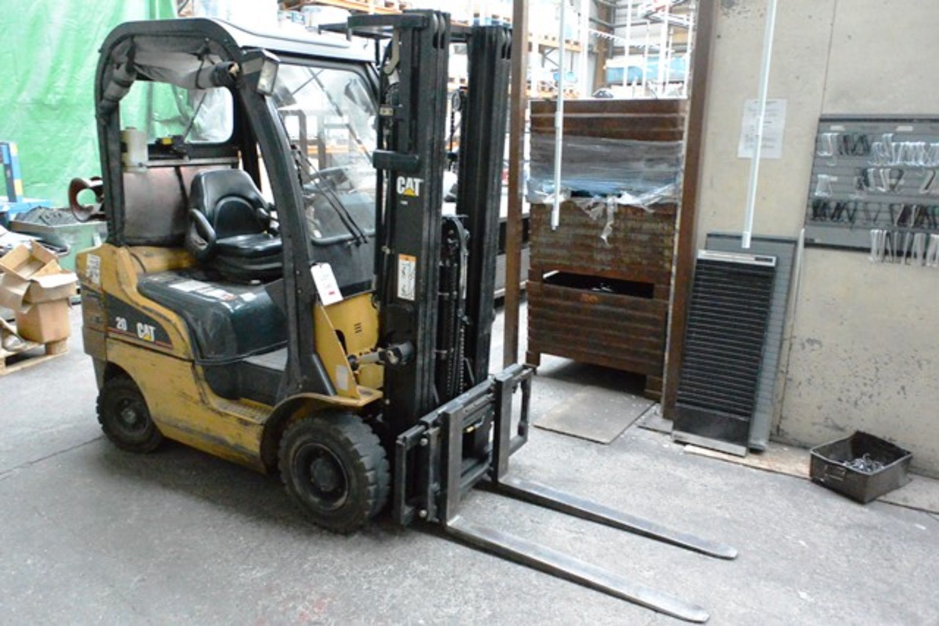 Caterpillar 20 LPG ride on triple mast forklift truck, model GP20CN, serial no 34L60048 (2004),