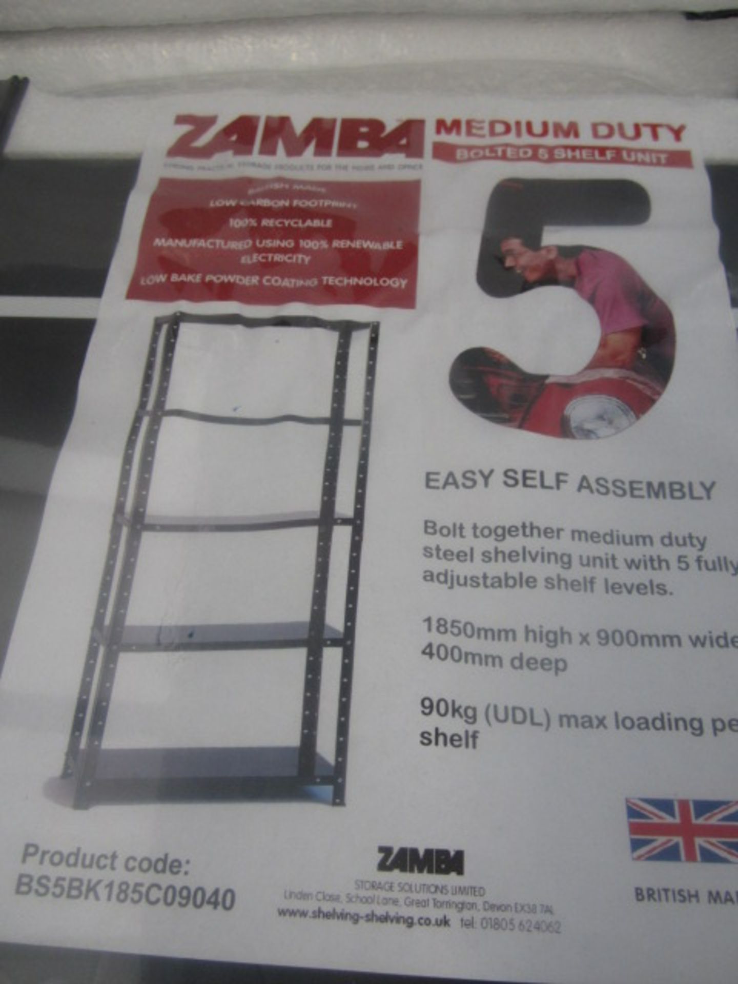 4 x packs Zamba medium duty bolted 5 shelf unit, width: 900mm x depth: 400mm x height: 1850mm - Bild 2 aus 2