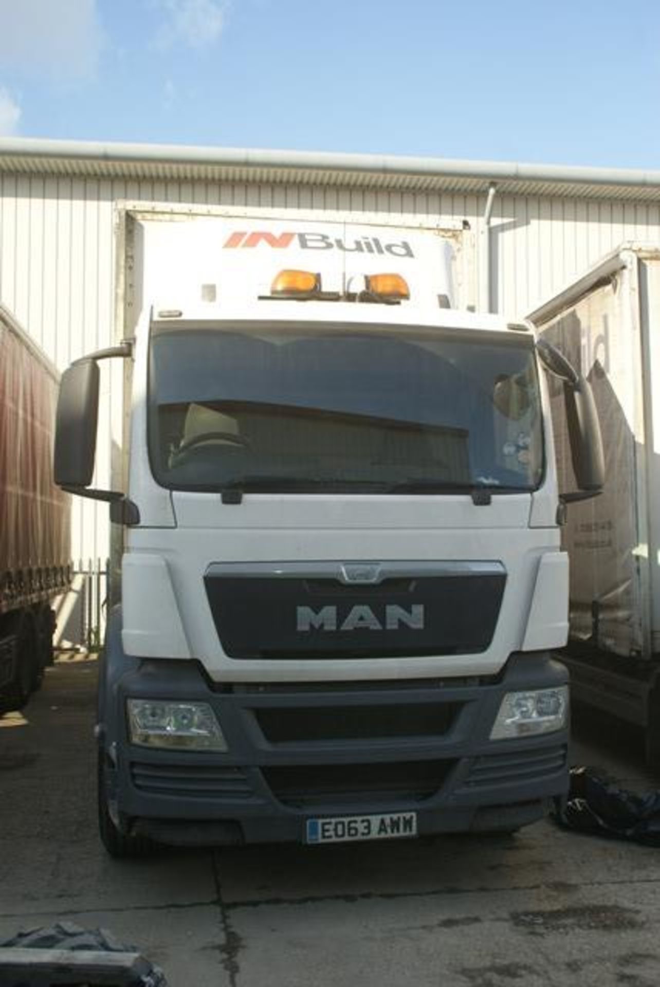 Man 3 axle rigid body curtain sided HGV TGS 26.320 10518cc, c/w rear mounted Moffett attachment. DOR - Image 2 of 22