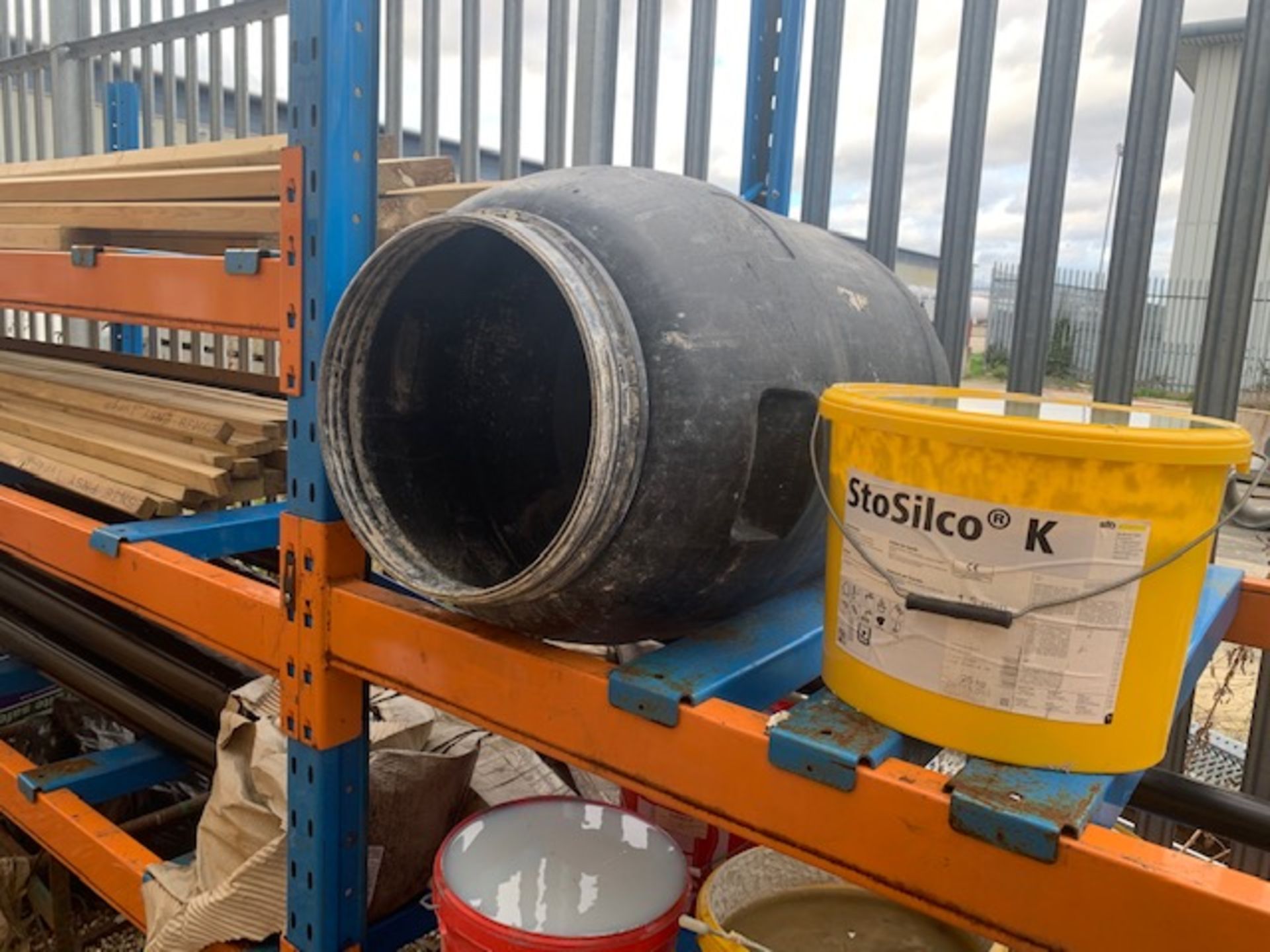 Contents of racking to include various size timber lengths, plastic pipe, scaffold advertising - Image 7 of 9