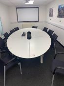 Boardroom Table complete with 10 black cloth chairs
