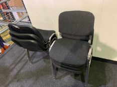 6x steel framed meeting chairs in black cloth