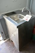 Stainless steel foot operated stand alone sink unit, approx width 600mm (please note: working