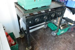 Two steel frame gas fired hot plates, approx 1000mm length (please note: working condition unknown)