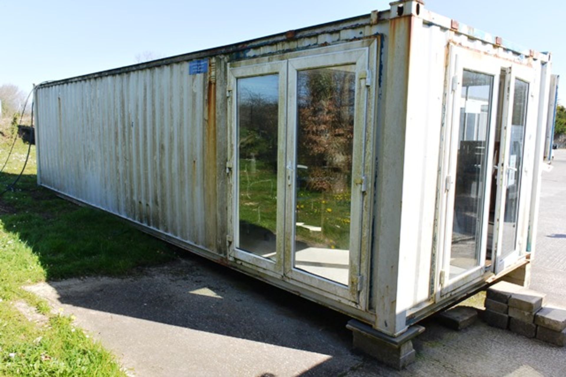 40ft steel container type site office, fitted 4 windows, double patio doors, two internal offices,.. - Image 2 of 3