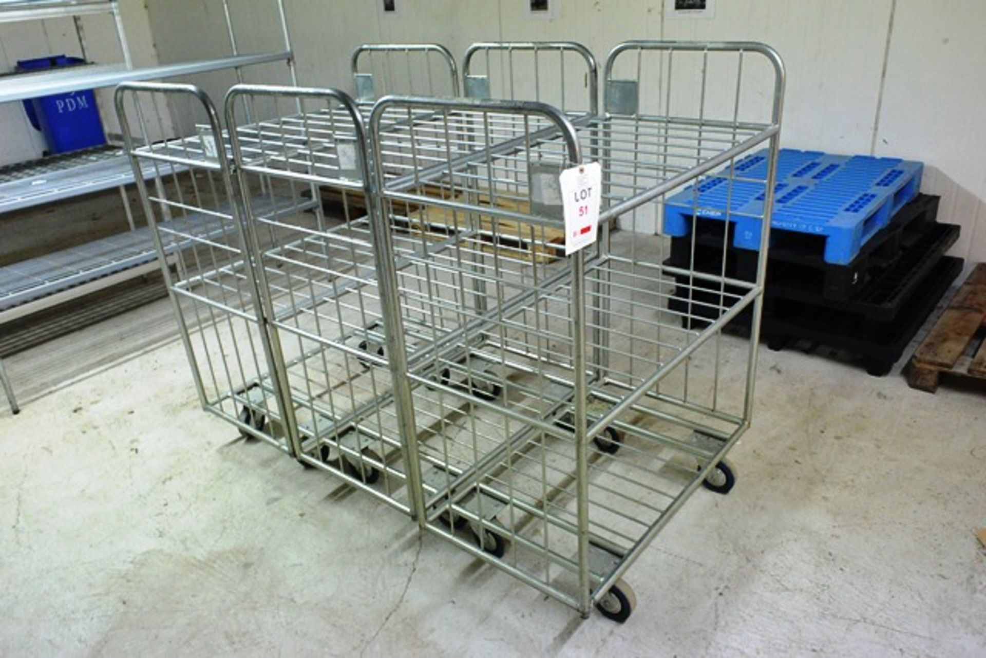 Three steel frame transport trolleys