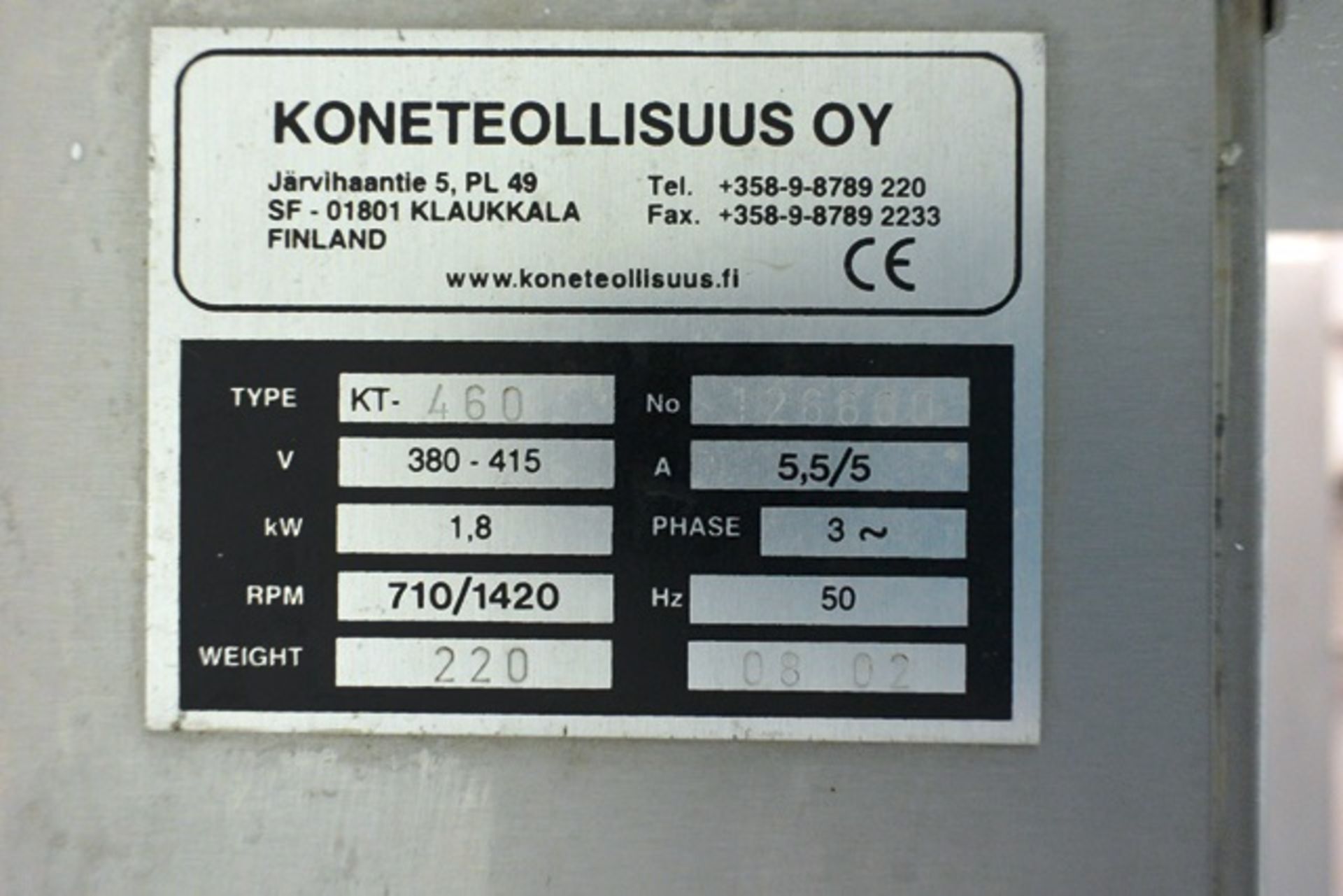 KT stainless steel Koneteollisuus OY KT460 stainless steel instrument bandsaw, serial no: 126660 ( - Image 3 of 3