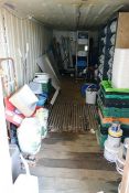 Contents of store room, to include plastic tubs, stainless steel mobile trolley, stainless steel