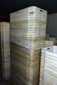 Pallet and contents including large quantity of plastic crates