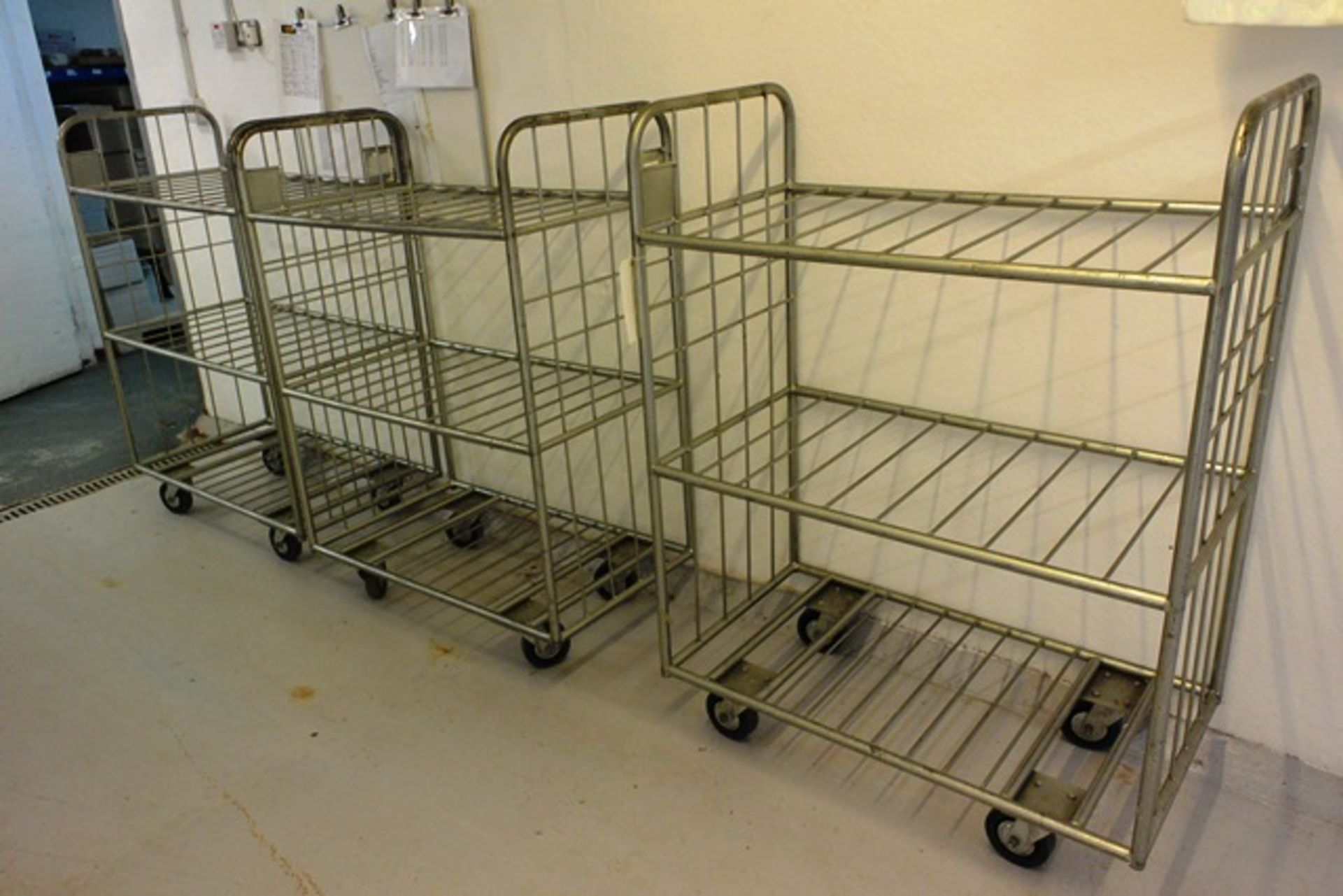 Three steel frame transport trolleys